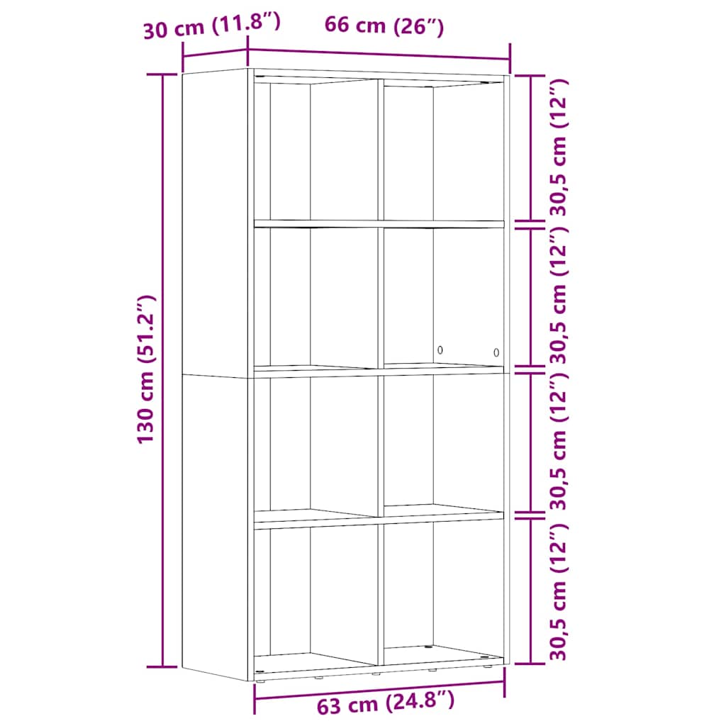 bogskab 66x30x130 cm konstrueret træ antikt træ