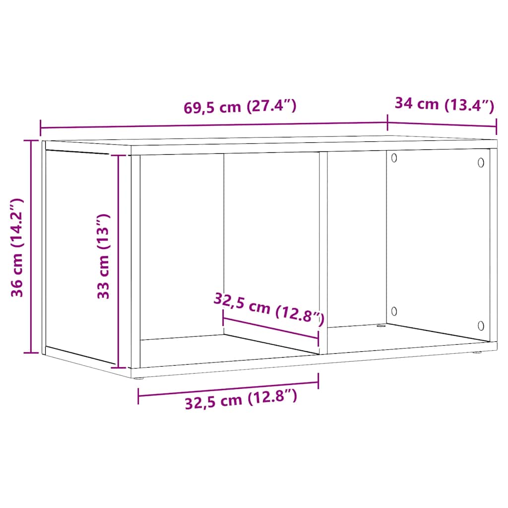 LP opbevaringskasse 69,5x34x36 cm konstrueret træ kunsteg