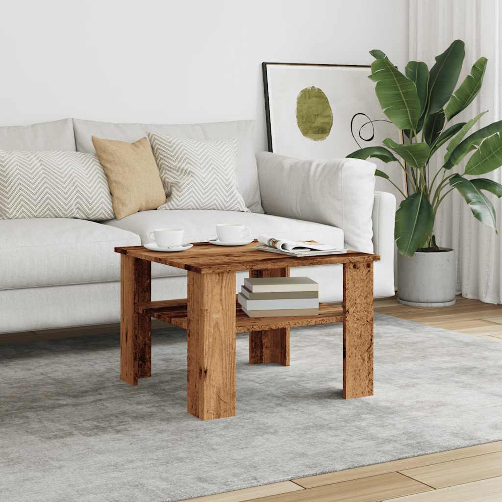 sofabord 60x60x42 cm konstrueret træ antikt træ