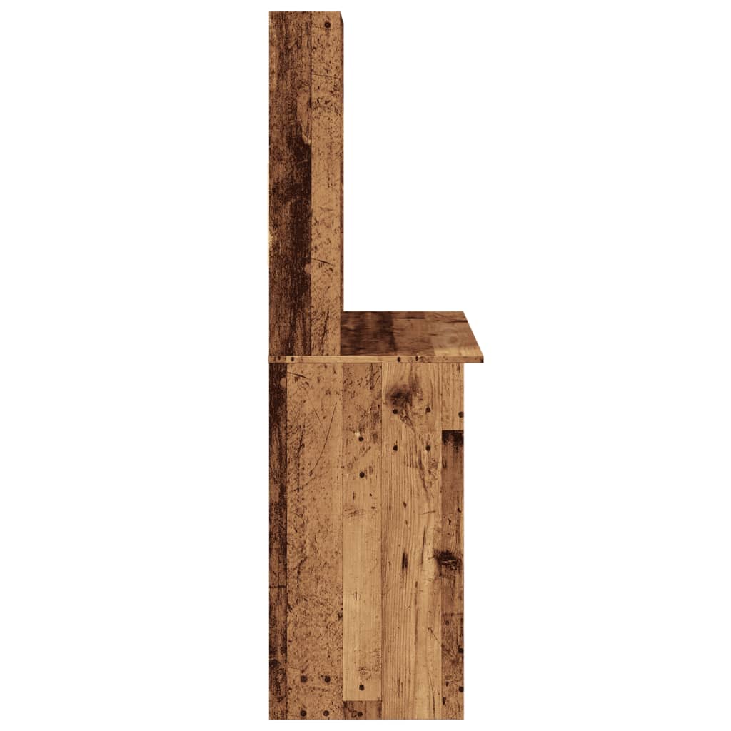 skrivebord m. hylder 102x45x148 cm konstrueret træ antikt træ