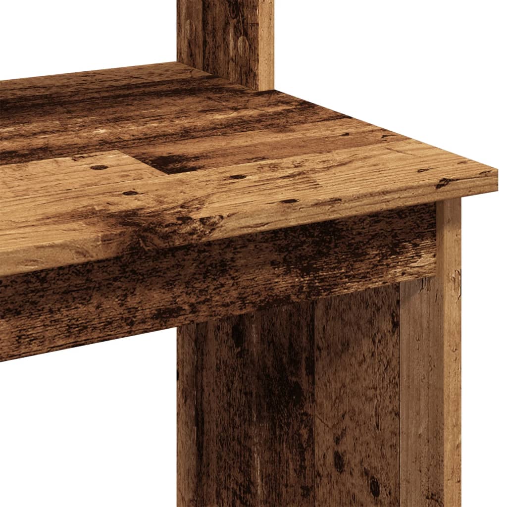 skrivebord m. hylder 102x45x148 cm konstrueret træ antikt træ