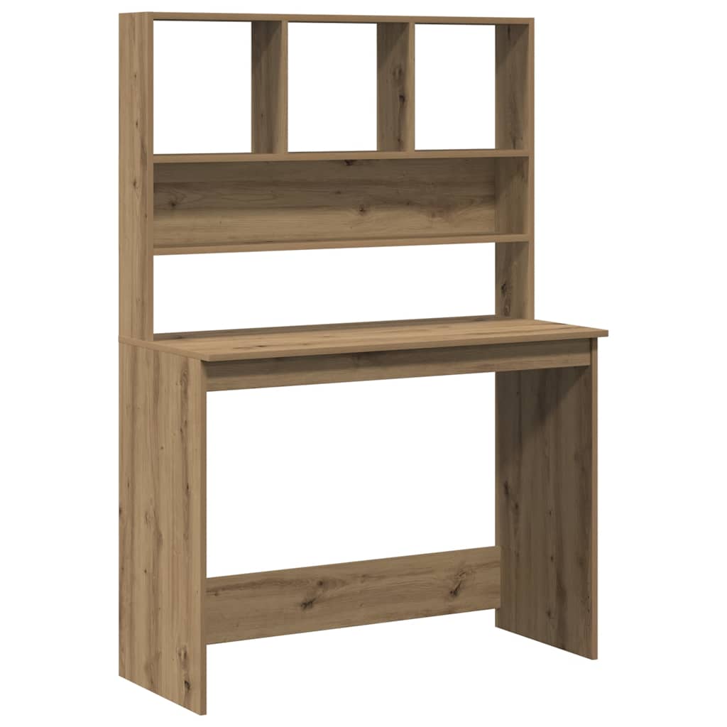 skrivebord m. hylder 102x45x148 cm konstrueret træ kunsteg