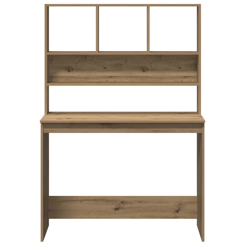 skrivebord m. hylder 102x45x148 cm konstrueret træ kunsteg