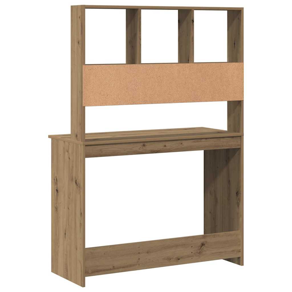 skrivebord m. hylder 102x45x148 cm konstrueret træ kunsteg