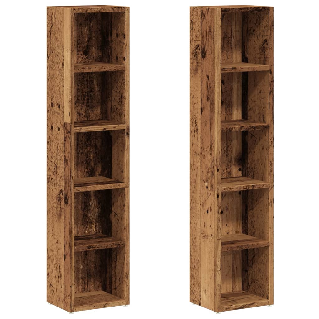 smalle reoler 2 stk. 21x16x93,5 cm konstrueret træ antikt træ