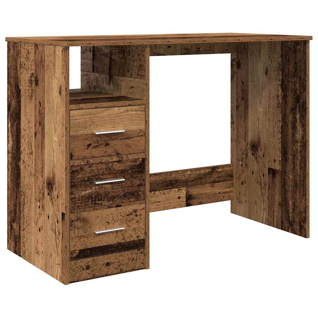skrivebord 102x50x76 cm konstrueret træ antikt trælook