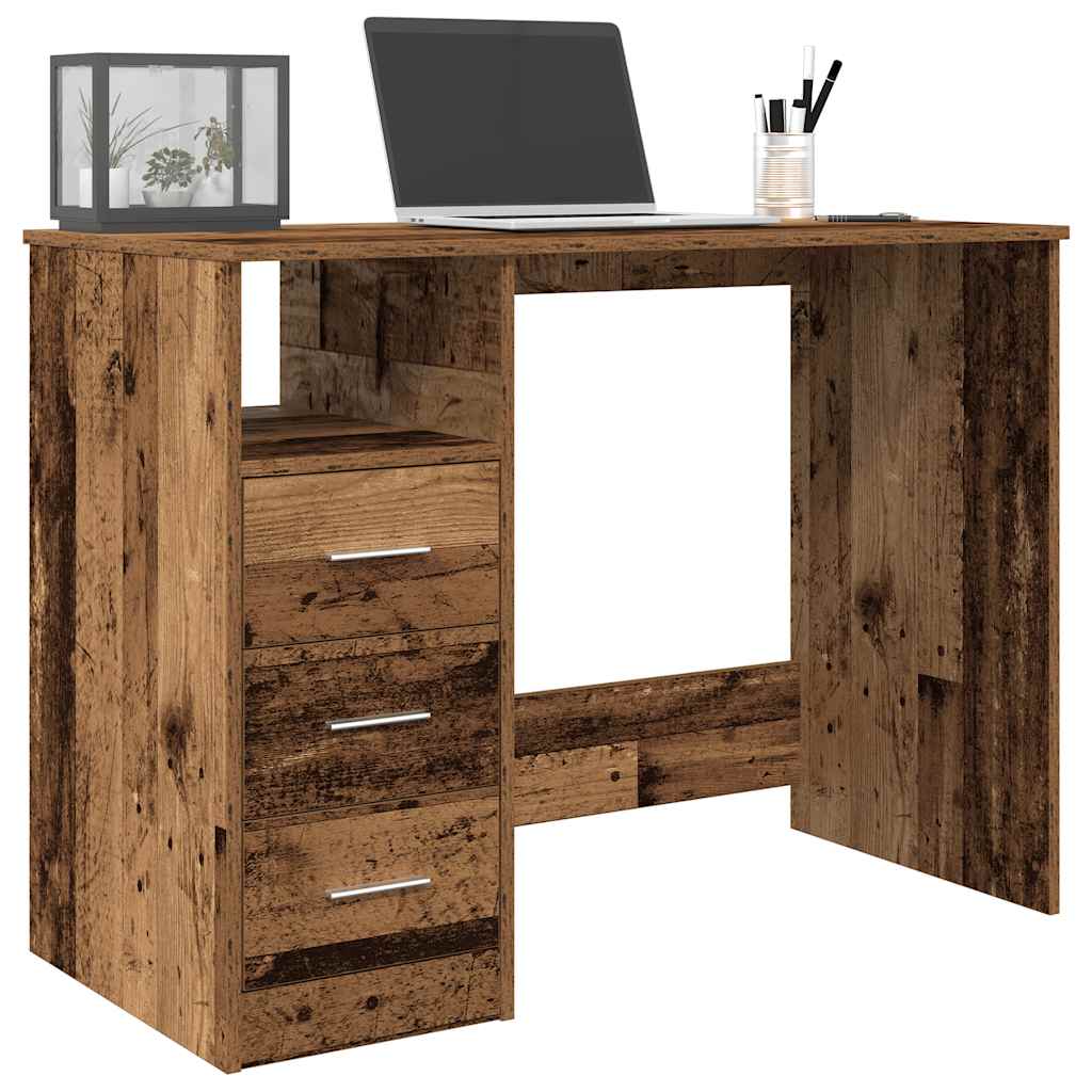 skrivebord 102x50x76 cm konstrueret træ antikt trælook