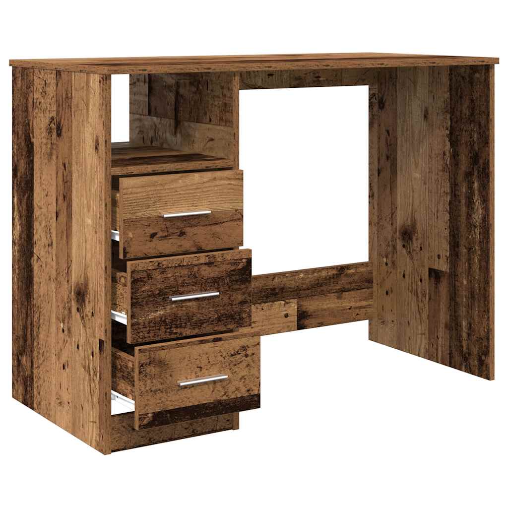 skrivebord 102x50x76 cm konstrueret træ antikt trælook