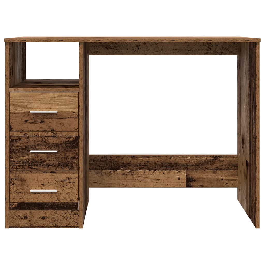 skrivebord 102x50x76 cm konstrueret træ antikt trælook