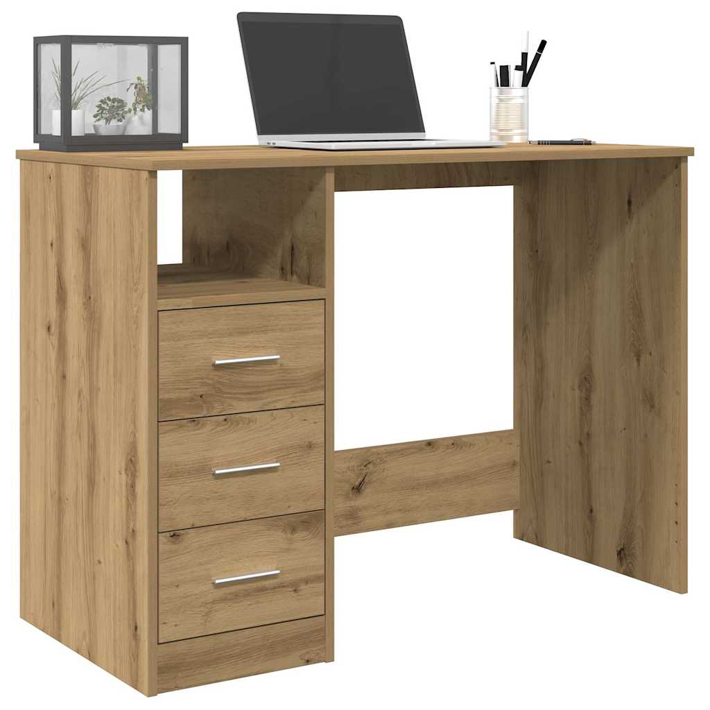 skrivebord 102x50x76 cm konstrueret træ kunsteg