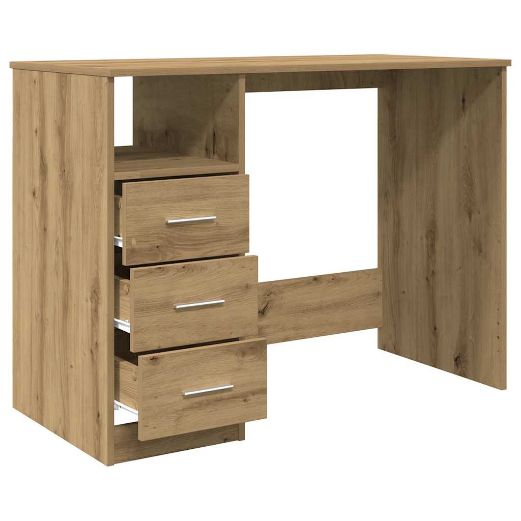 skrivebord 102x50x76 cm konstrueret træ kunsteg
