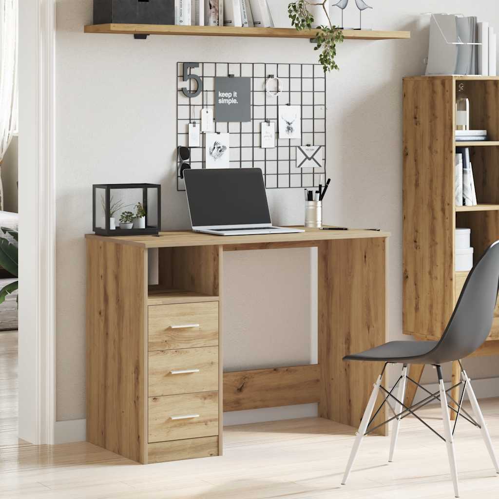 skrivebord 102x50x76 cm konstrueret træ kunsteg