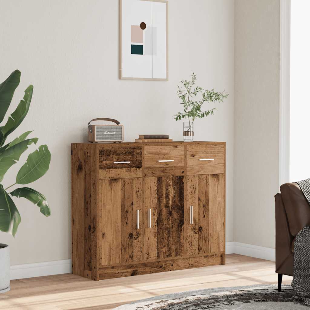 skænk 91x28x75 cm konstrueret træ antikt træ