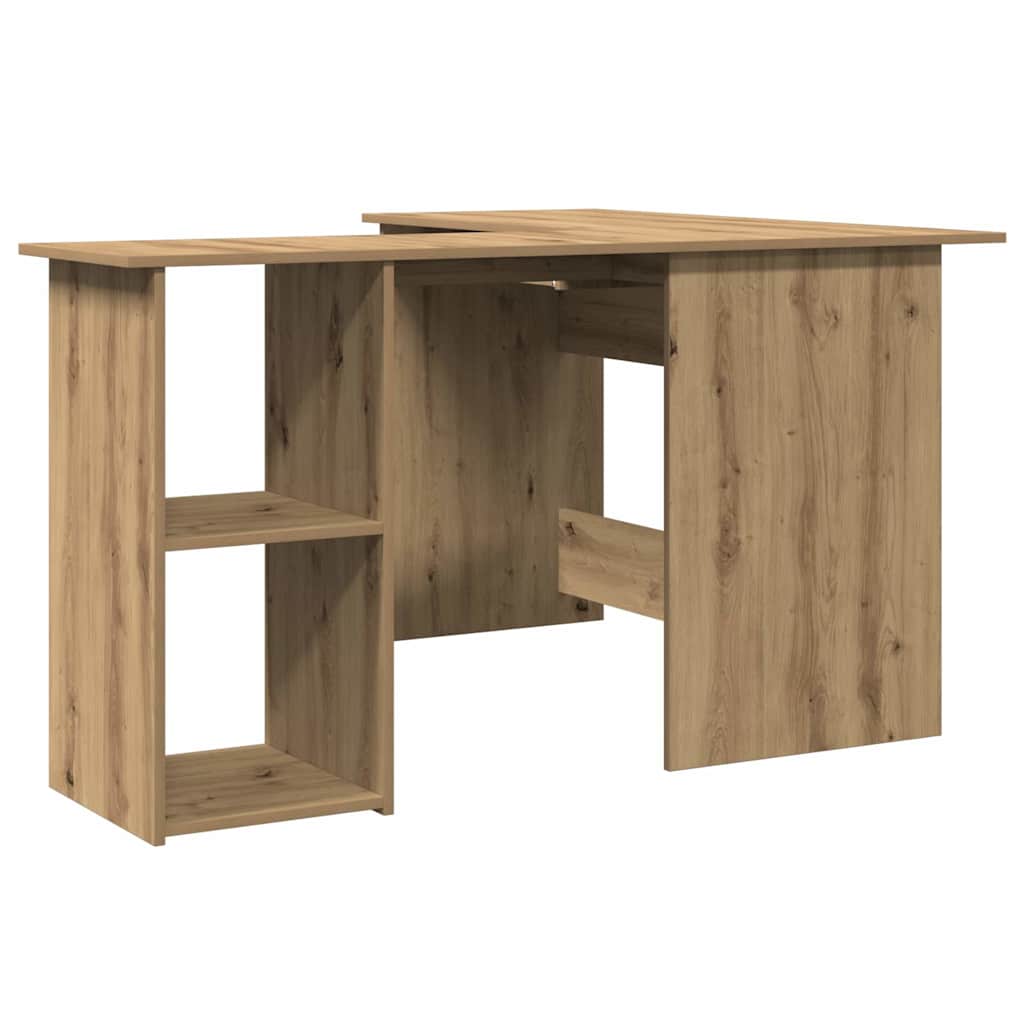 hjørneskrivebord 120x140x75 cm konstrueret træ artisan egetræ