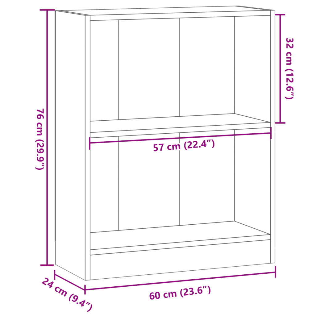 bogreol 60x24x76 cm konstrueret træ antikt træ