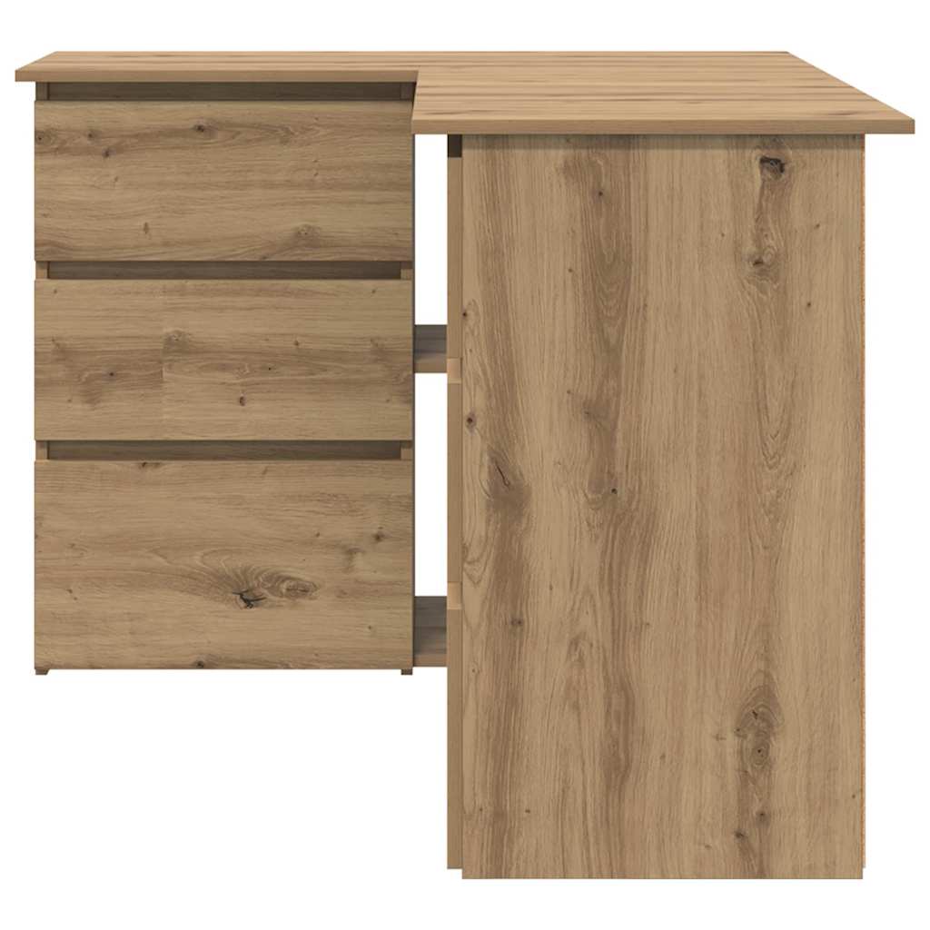 hjørneskrivebord 145x100x76 cm konstrueret træ artisan egetræ