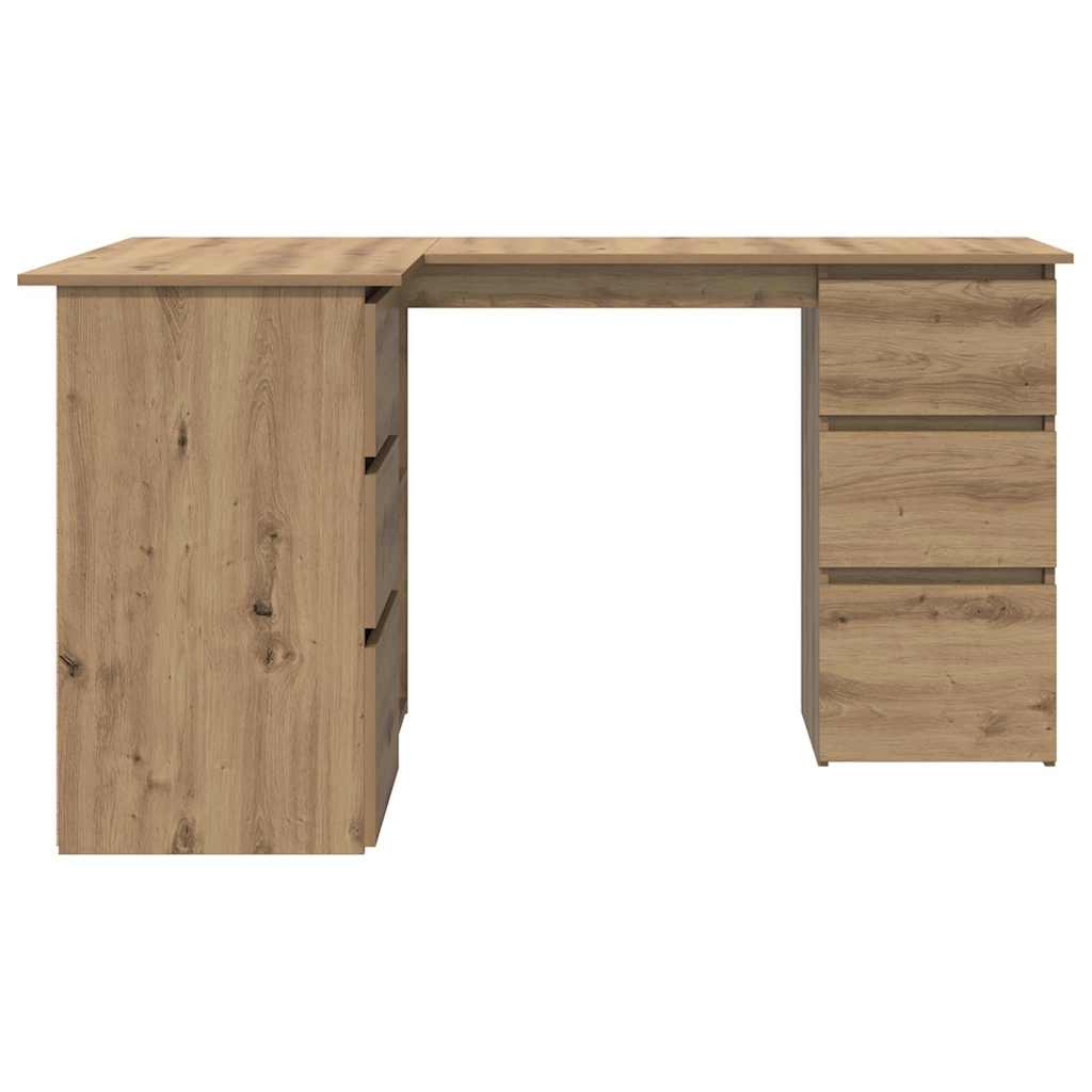 hjørneskrivebord 145x100x76 cm konstrueret træ artisan egetræ