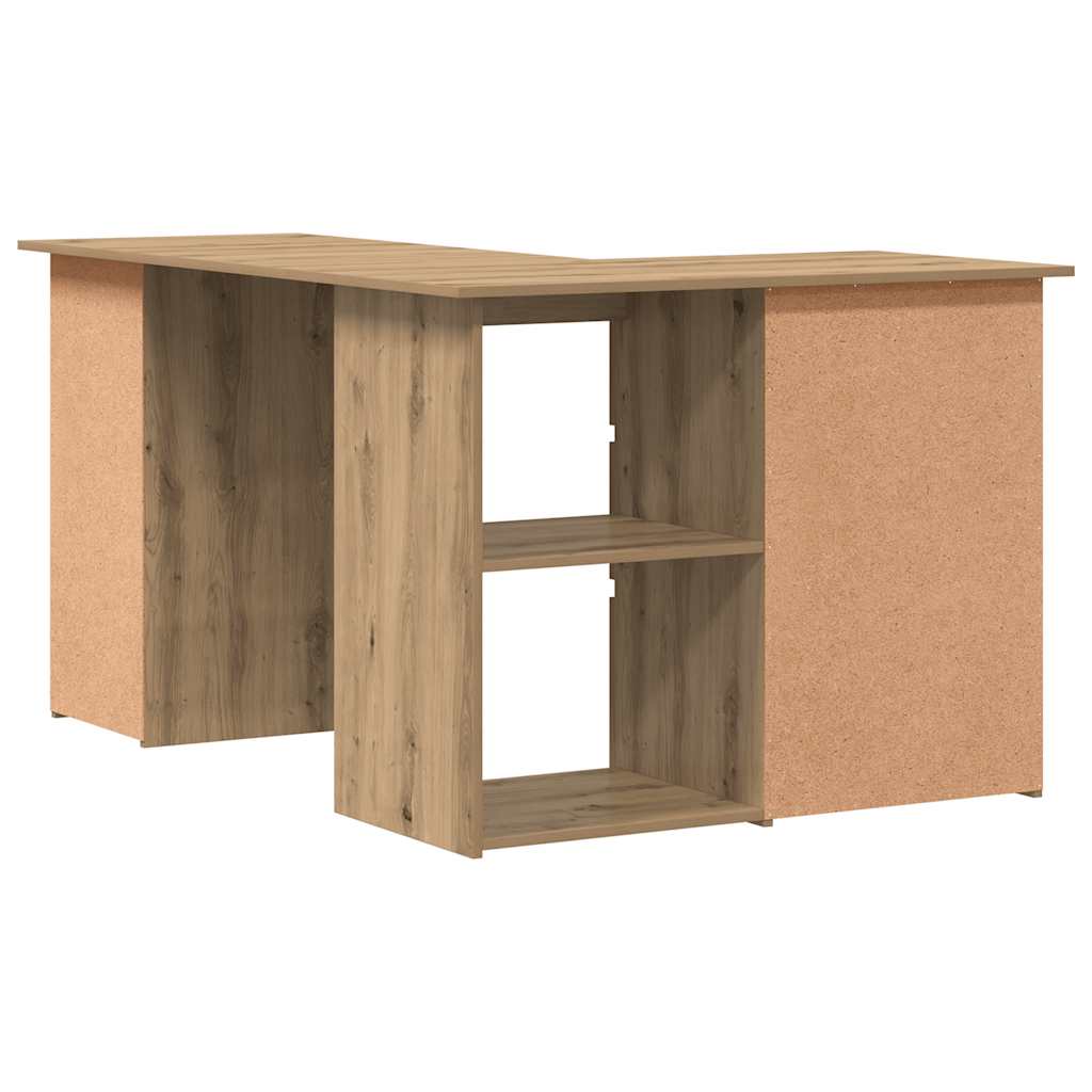 hjørneskrivebord 145x100x76 cm konstrueret træ artisan egetræ