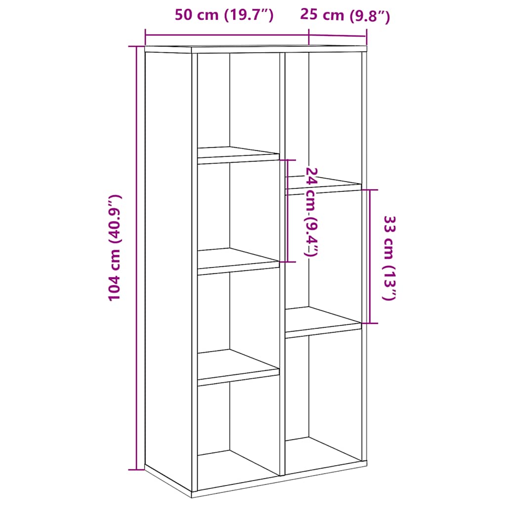 bogskab 50x25x104 cm kunsteg