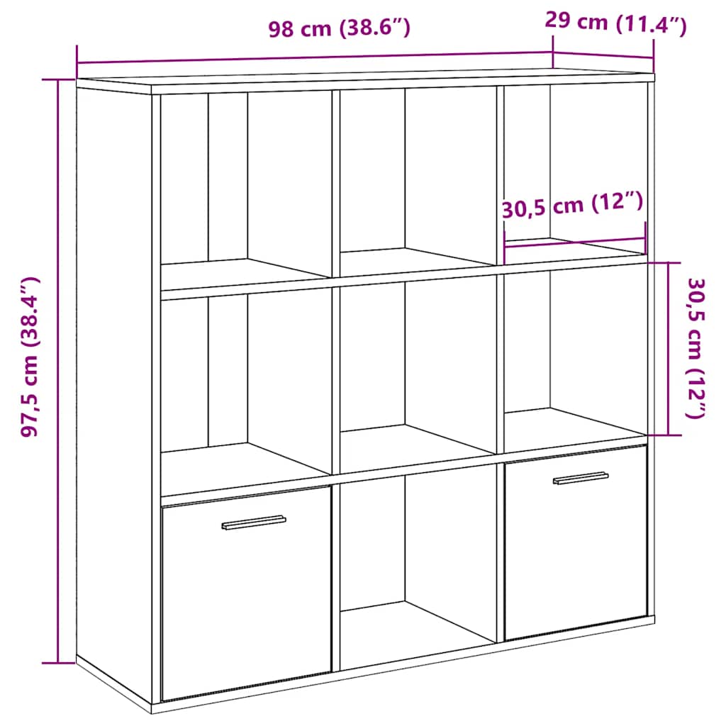 bogskab 98x29x97,5 cm konstrueret træ kunsteg