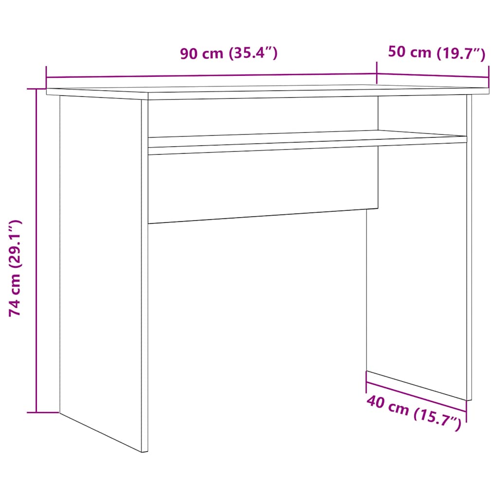 skrivebord 90x50x74 cm konstrueret træ antikt trælook