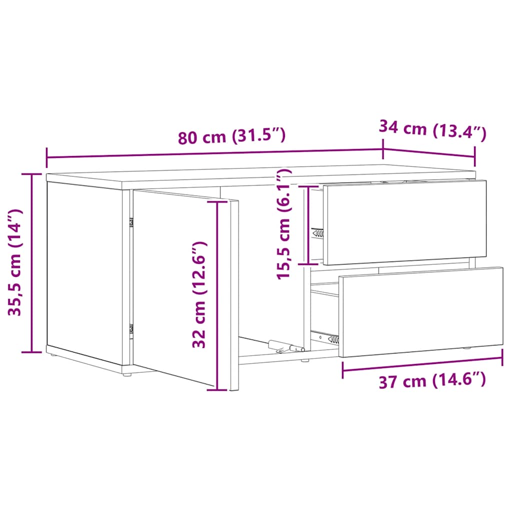 tv-bord 80x34x35,5 cm konstrueret træ kunsteg