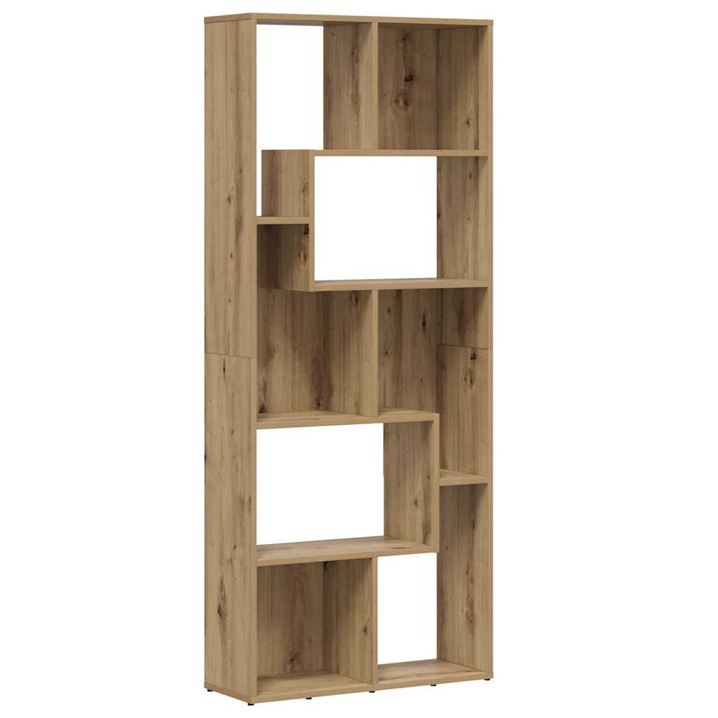 bogreol håndlavet eg 67x24x161 cm konstrueret træ
