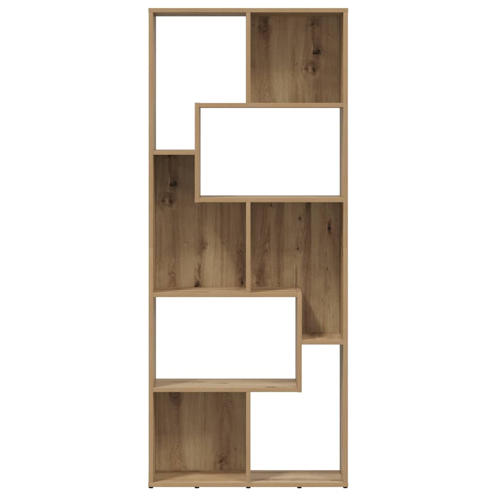 bogreol håndlavet eg 67x24x161 cm konstrueret træ