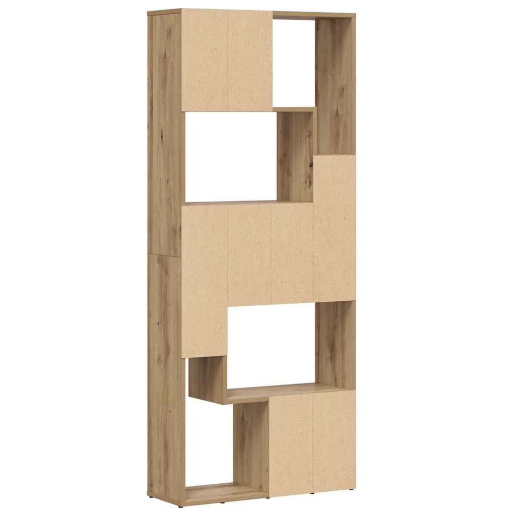 bogreol håndlavet eg 67x24x161 cm konstrueret træ
