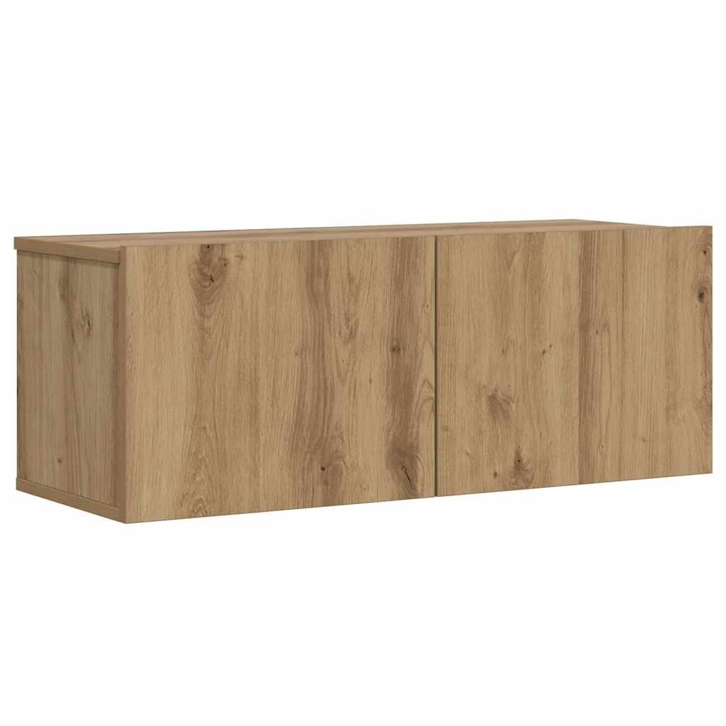 væghængt tv-bord 80x30x30 cm konstrueret træ kunsteg