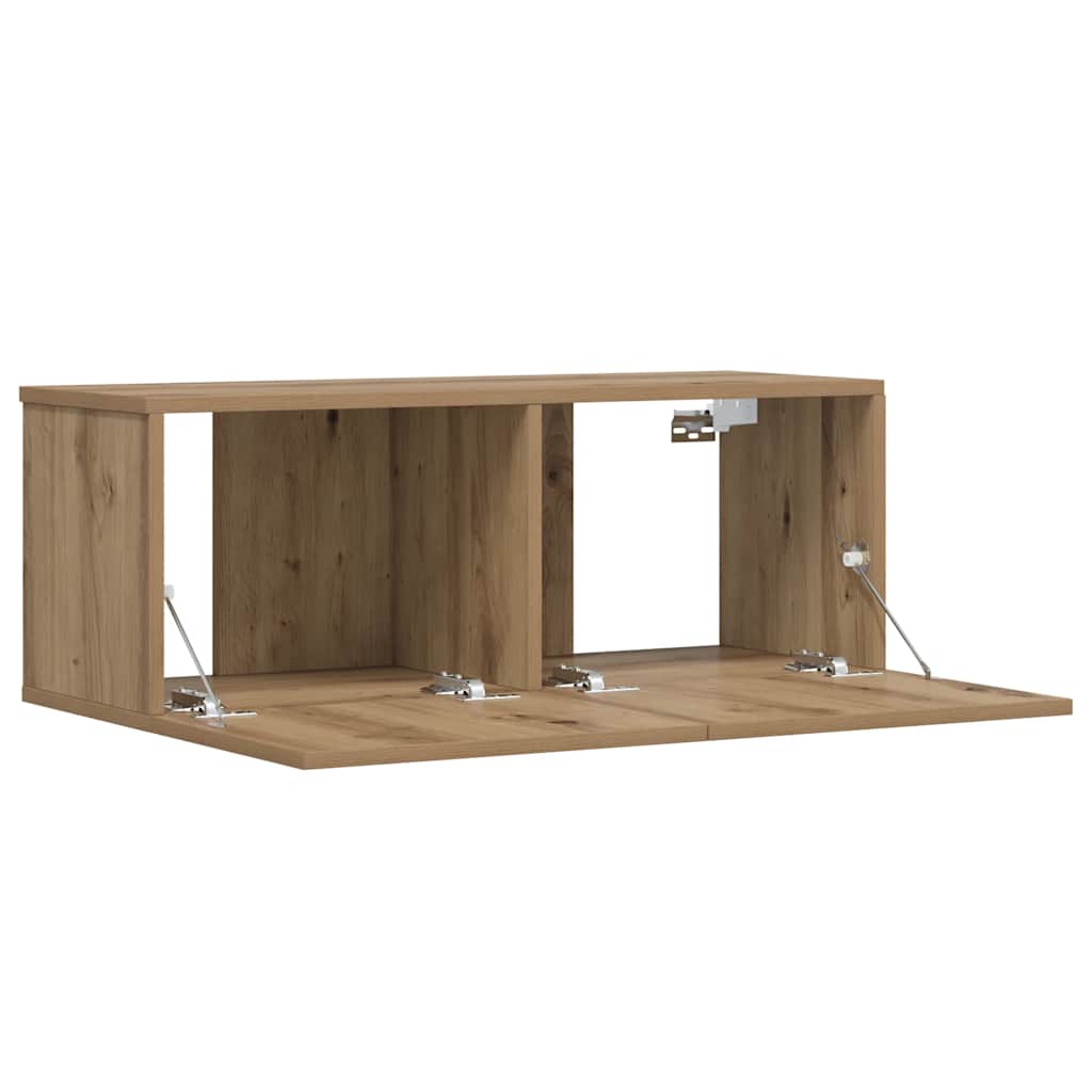 væghængt tv-bord 80x30x30 cm konstrueret træ kunsteg