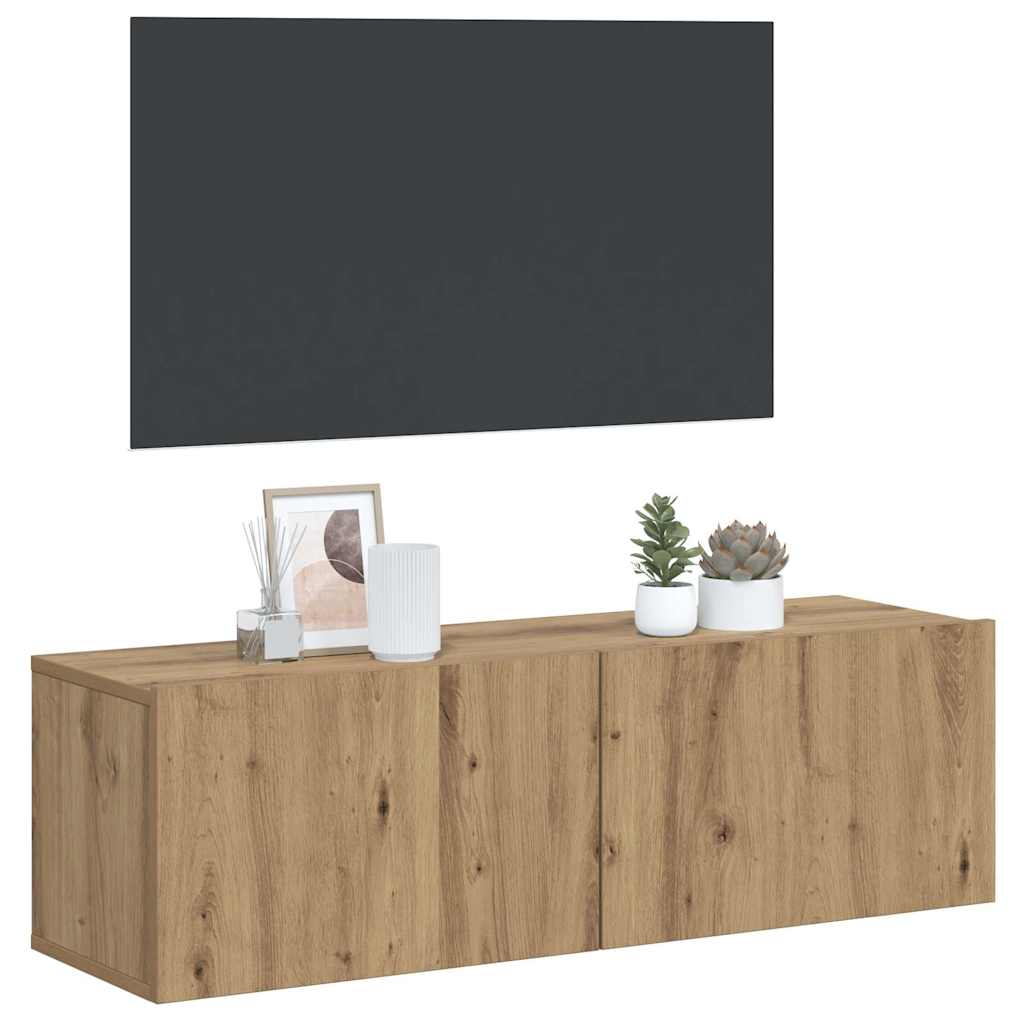 væghængt tv-bord 100x30x30 cm konstrueret træ kunsteg