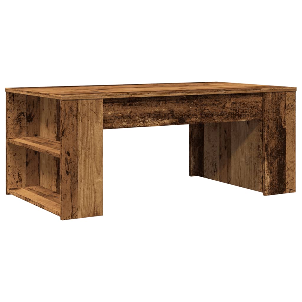 sofabord 102x55x42 cm konstrueret træ antikt trælook