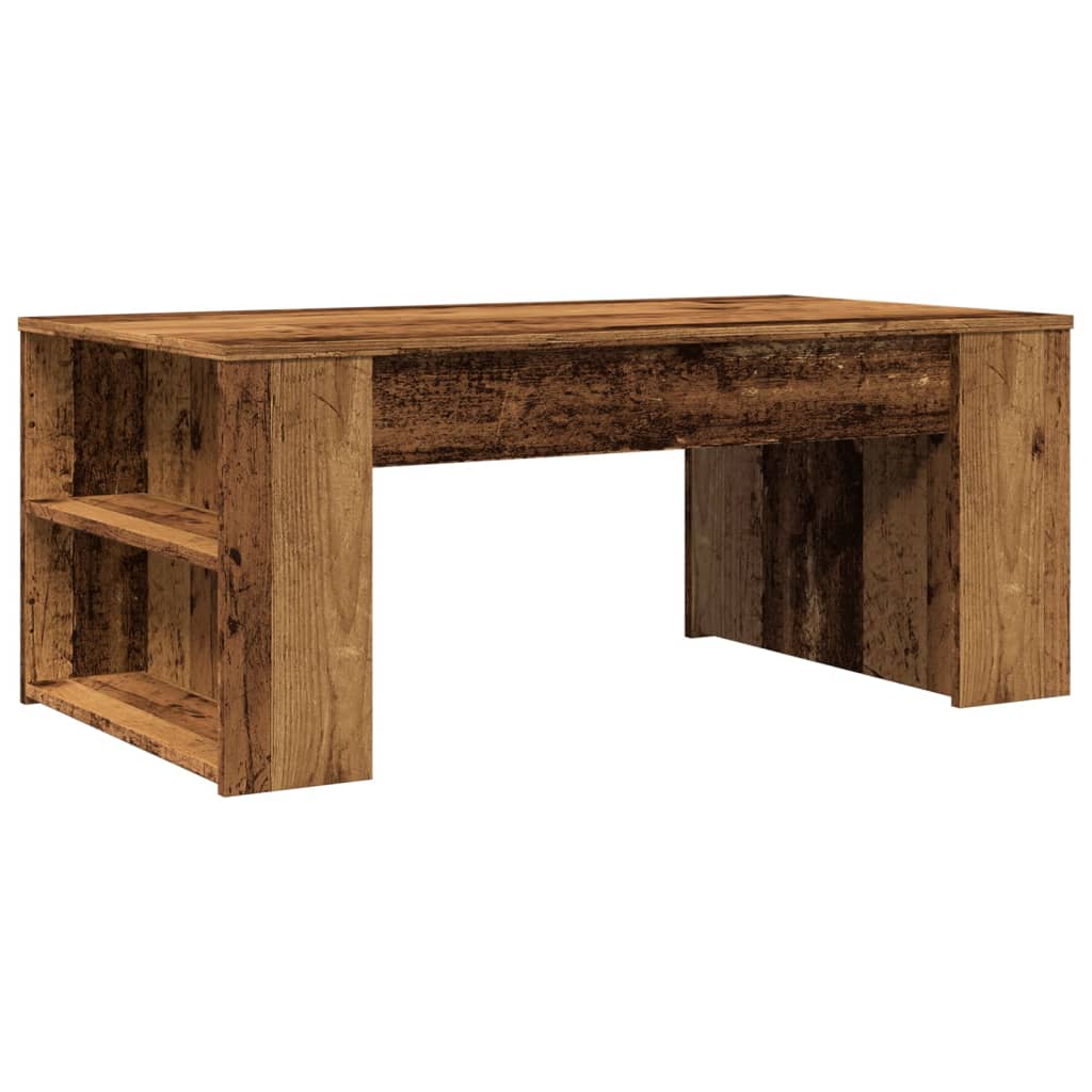 sofabord 102x55x42 cm konstrueret træ antikt trælook