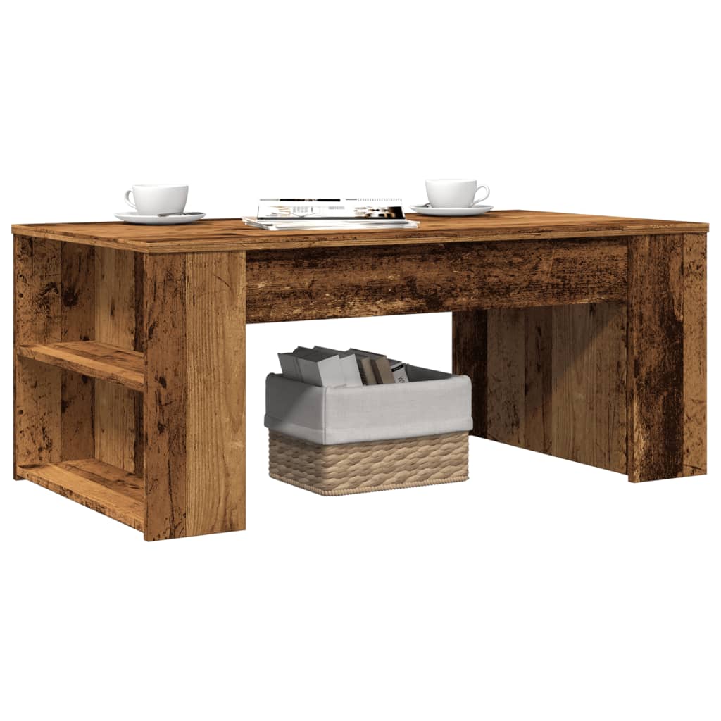 sofabord 102x55x42 cm konstrueret træ antikt trælook