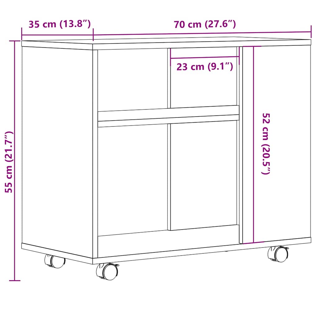 sidebord 70x35x60,5 cm konstrueret træ antikt træ