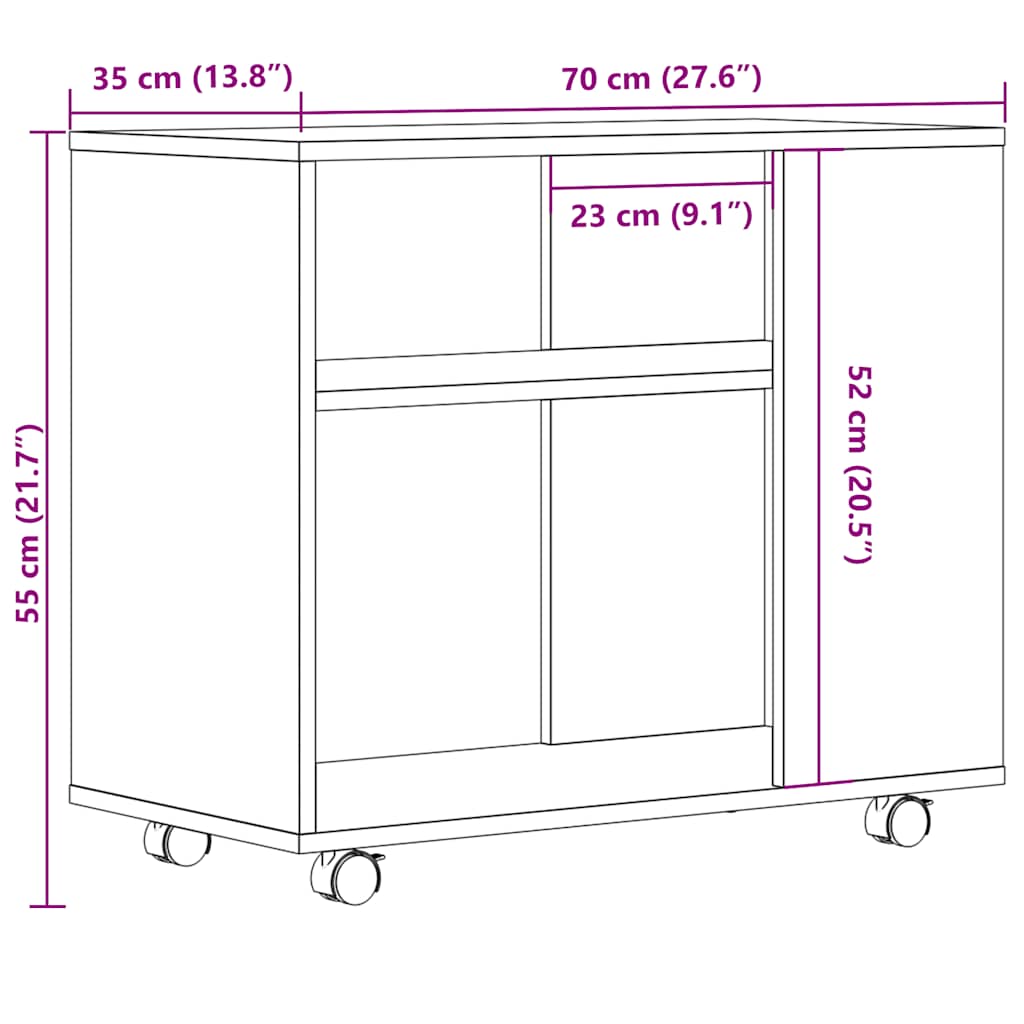 sidebord 70x35x60,5 cm konstrueret træ kunsteg