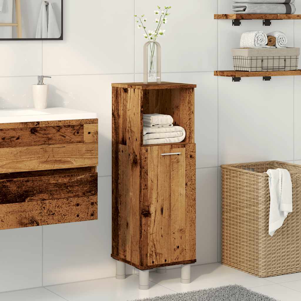badeværelsesskab 30x30x95 cm konstrueret træ antikt træ