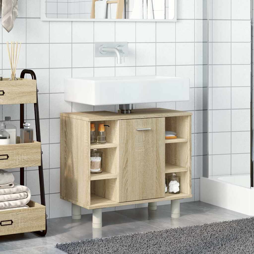 badeværelsesskab 60x32x53,5 cm konstrueret træ sonoma-eg