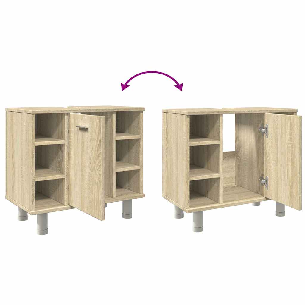 badeværelsesskab 60x32x53,5 cm konstrueret træ sonoma-eg