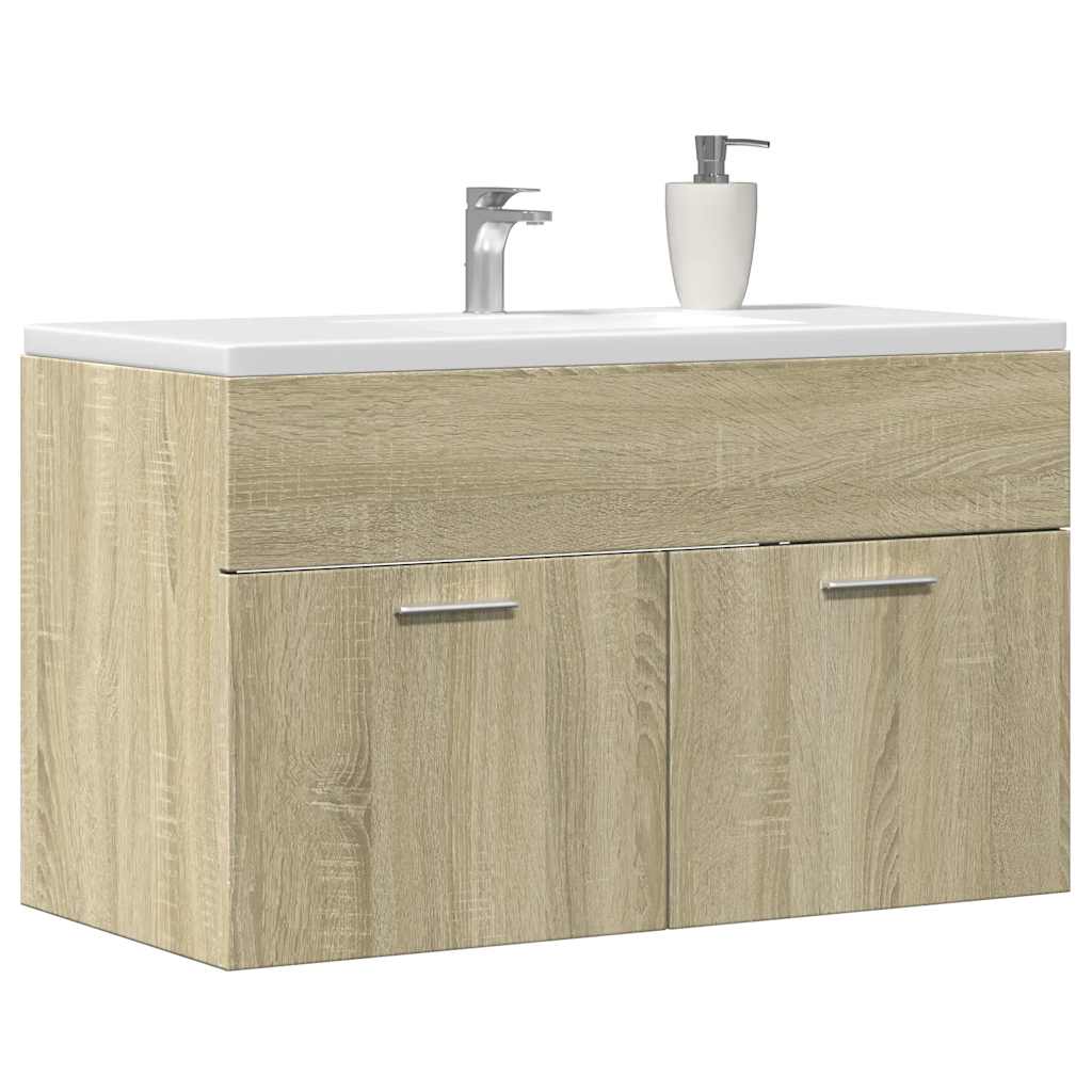skab til håndvask 80x38,5x46 cm konstrueret træ sonoma-eg