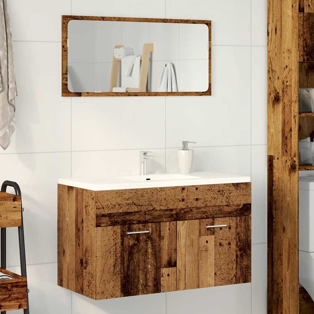badeværelsesvaskeskab 80x38,5x46 cm konstrueret træ antikt træ