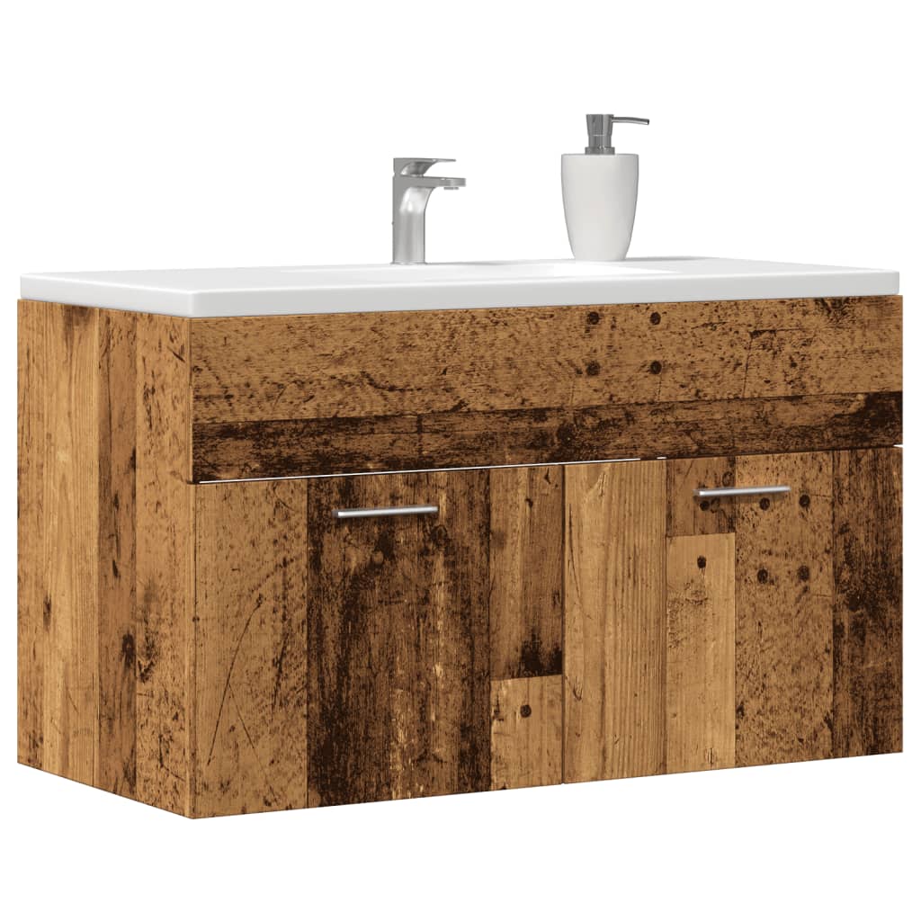 badeværelsesvaskeskab 80x38,5x46 cm konstrueret træ antikt træ