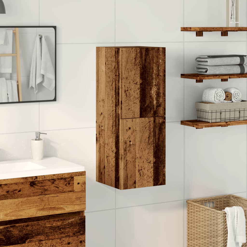 badeværelsesskab 30x30x80 cm væghængt konstrueret træ