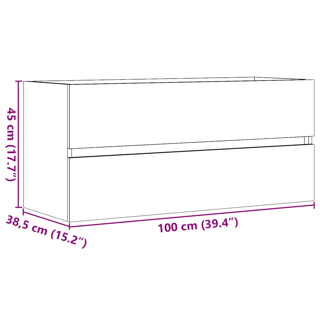 underskab 100x38,5x45 cm konstrueret træ kunsteg