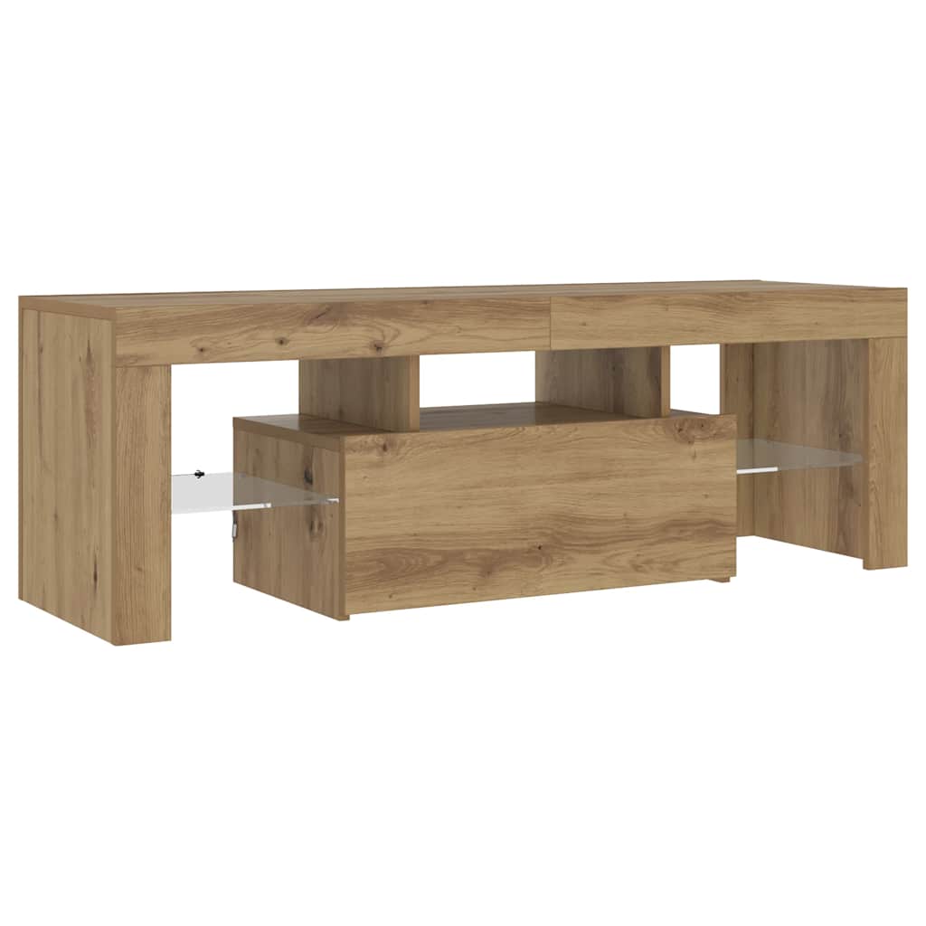 tv-bord m. LED-lys 120x36,5x40 cm konstrueret træ kunsteg
