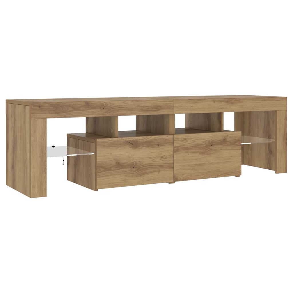 tv-bord med LED-lys 140x36,5x40 cm konstrueret træ kunsteg