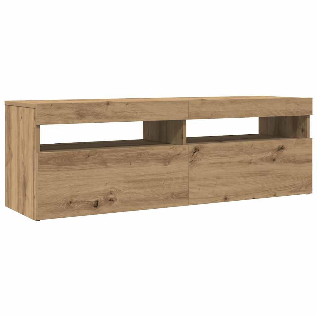 tv-bord med LED-lys 120x35x40 cm konstrueret træ kunsteg