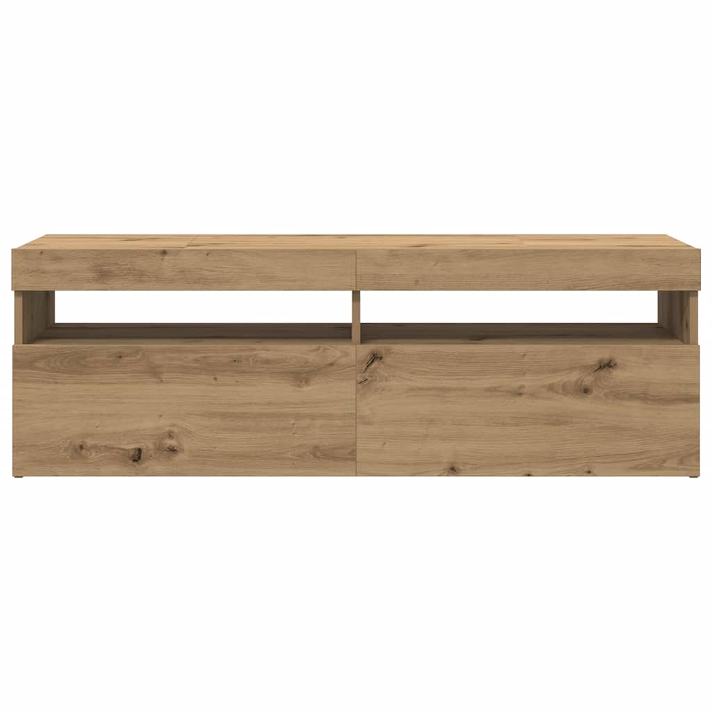 tv-bord med LED-lys 120x35x40 cm konstrueret træ kunsteg