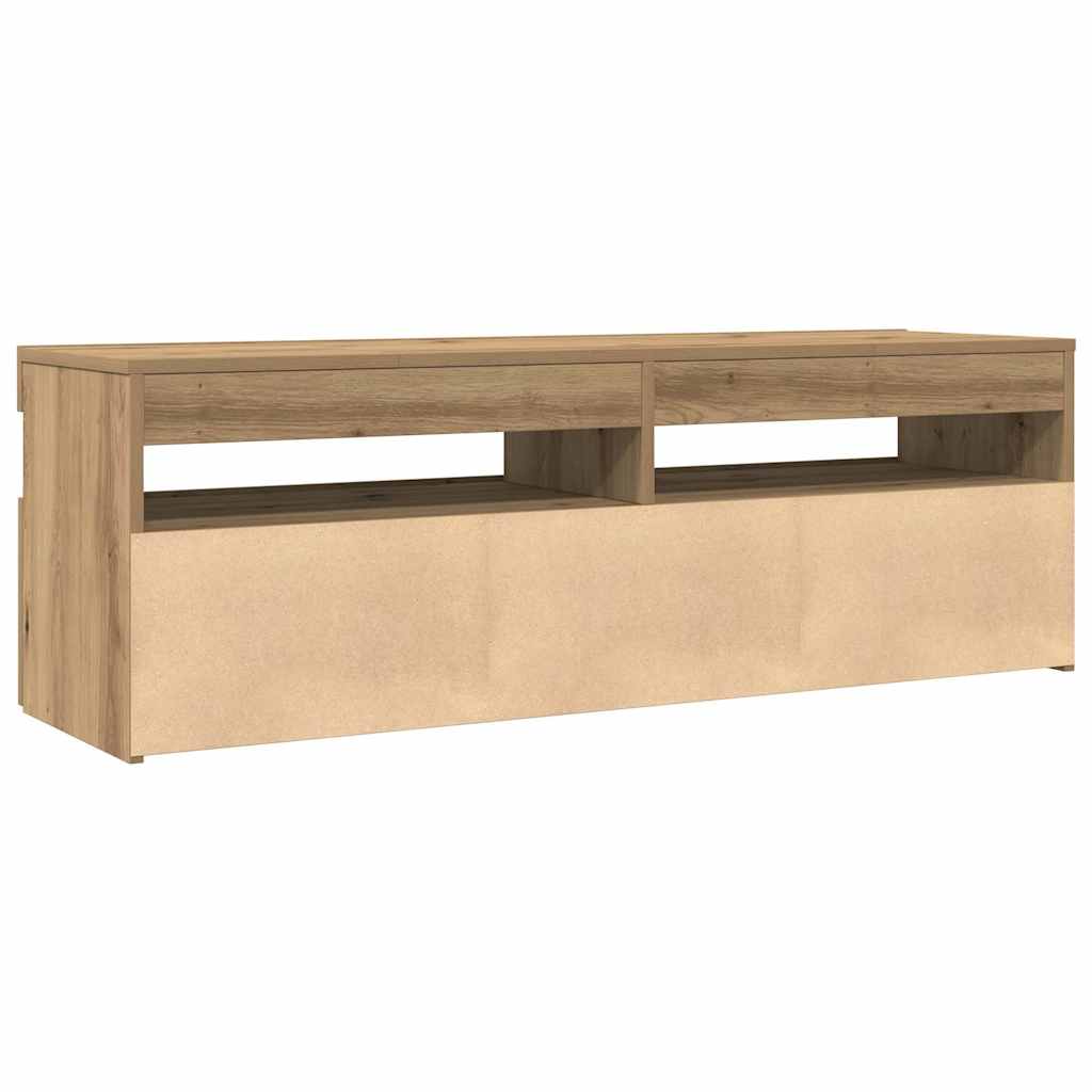 tv-bord med LED-lys 120x35x40 cm konstrueret træ kunsteg